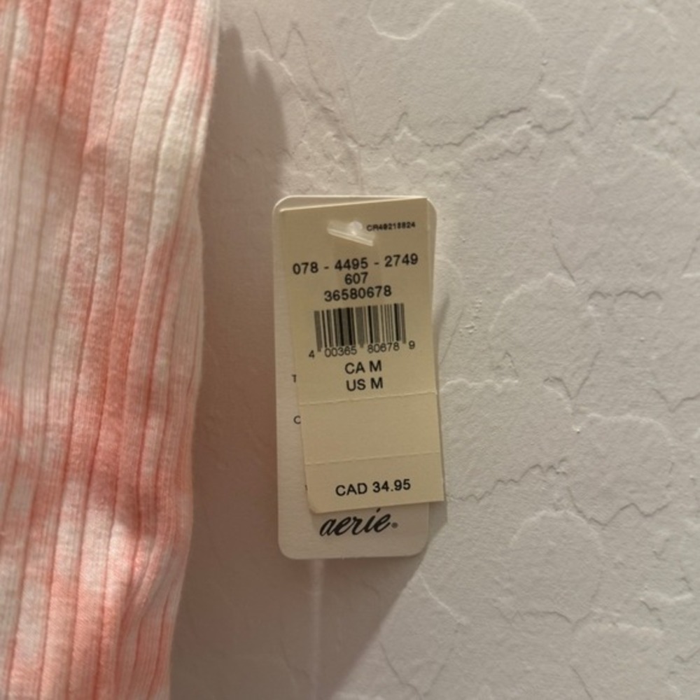 Aerie Rebel Cropped Ribbed Tank Top NWT Med Pink White Tie Dye Sleeveless Casual - Picture 2 of 4